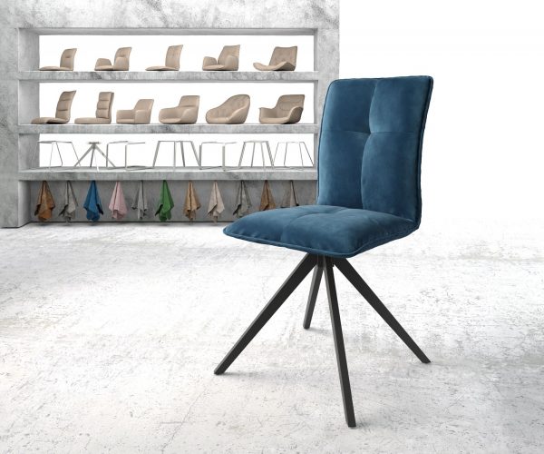 Otočná židle Maddy-Flex modrý samet křížová podnož hranatá otočná černá