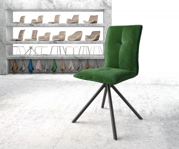 Jídelní židle Maddy-Flex zelená sametová křížová podnož kulatá černá