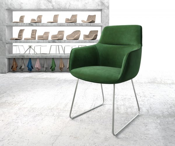 Jídelní židle Pejo-Flex Zelená Samet Skid Rám Nerezová Ocel