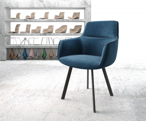 Jídelní židle Pejo-Flex Modrá Samet čtyřnohá oválná Černá