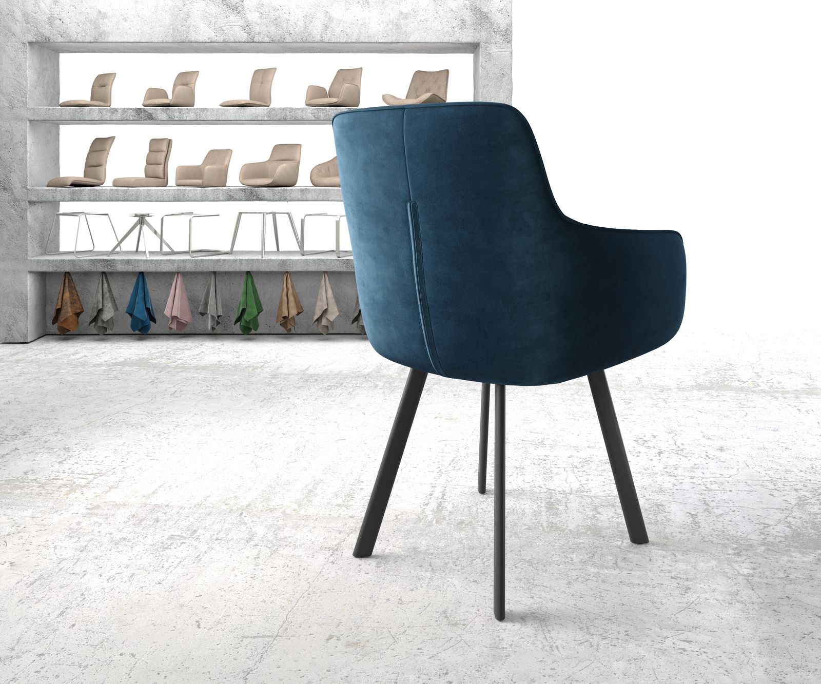 Jídelní židle Pejo-Flex Modrá Samet čtyřnohá oválná Černá - Image 3