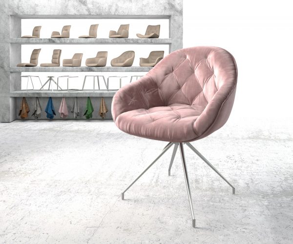 Otočná židle Gaio-Flex Rosé Samet Křížový rám Kuželová nerezová ocel