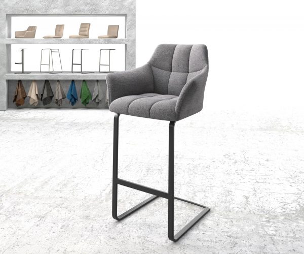 Barová židle Yulo-Flex Textured Fabric Light Grey Cantilever Flat Metal