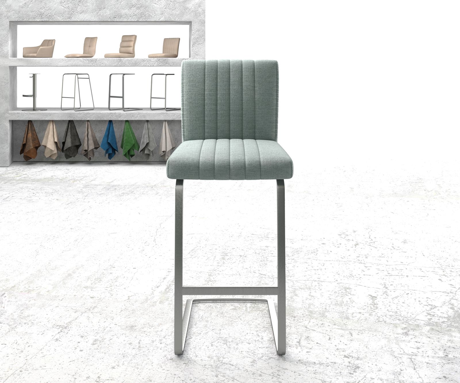 Bárszék Luiga-Flex csíkos mentol étkezőszék lapos rozsdamentes acél - Image 2