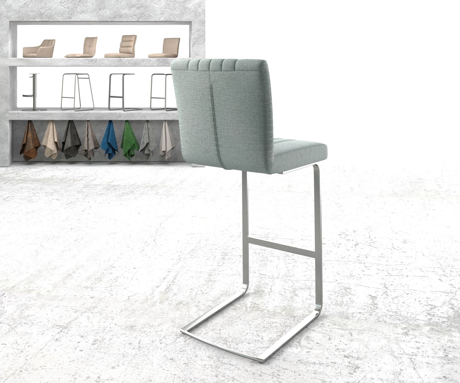 Bárszék Luiga-Flex csíkos mentol étkezőszék lapos rozsdamentes acél - Image 3