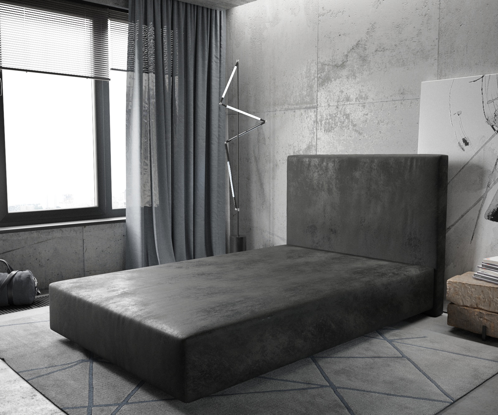 Boxspringová postel Dream-Well 120x200 cm mikrovlákno antracit Vintage