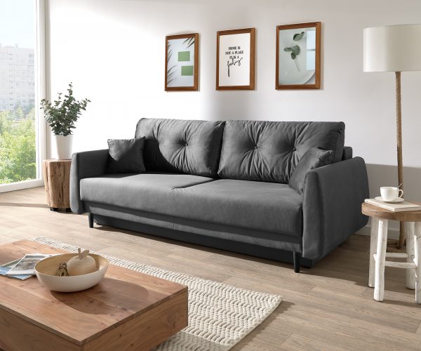 Rozkládací pohovka Fedja Velour Graphite 220x90 cm