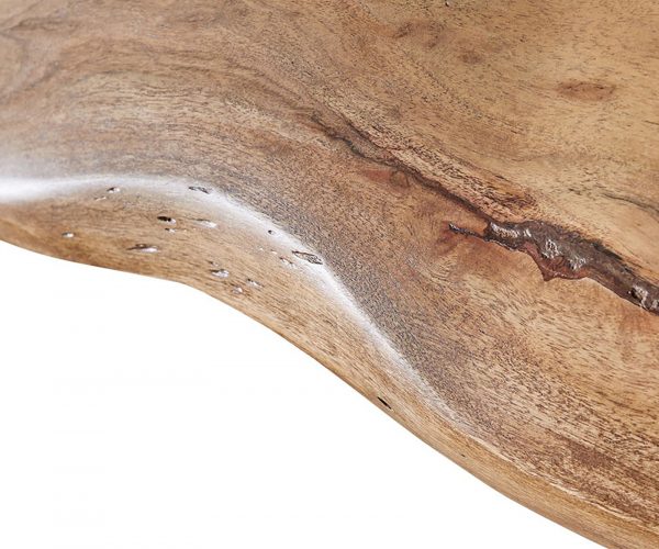 Étkezőasztal Edge 260x100 cm akác természetes rozsdamentes acél ezüst ferde Live-Edge - Image 4