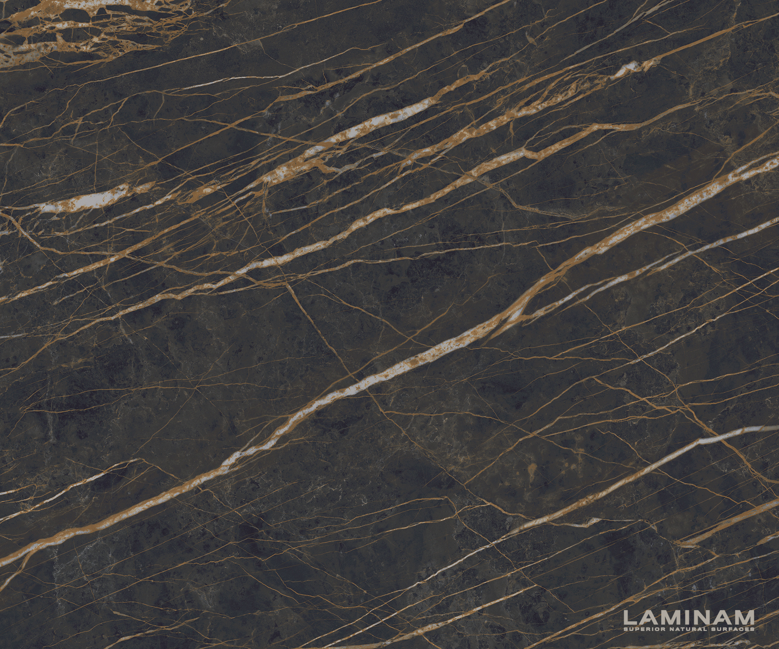 Étkezőasztal Edge hajóformájú 200x100 cm Laminam® kerámia Noir Desir barna középső láb laposacél fekete - Image 3