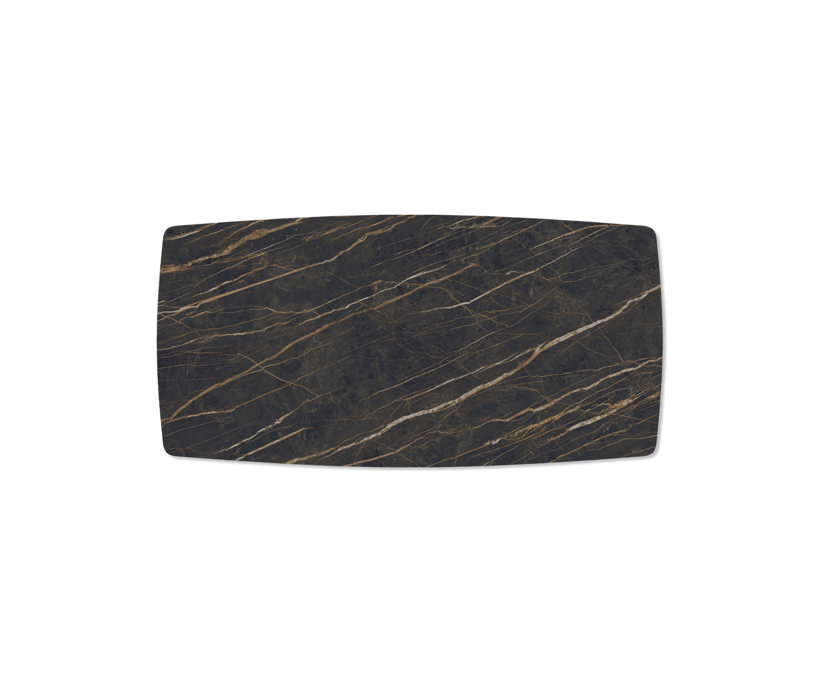 Étkezőasztal Edge hajóformájú 200x100 cm Laminam® kerámia Noir Desir barna középső láb laposacél fekete - Image 4