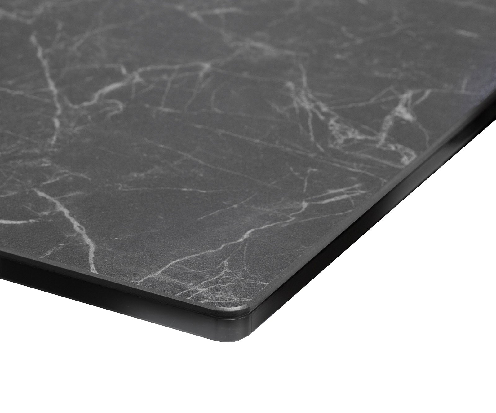 Étkezőasztal Edge 180-220x90 cm kerámia Laminam® Nero Greco antracit középső láb laposacél ezüst kihúzható - Image 5