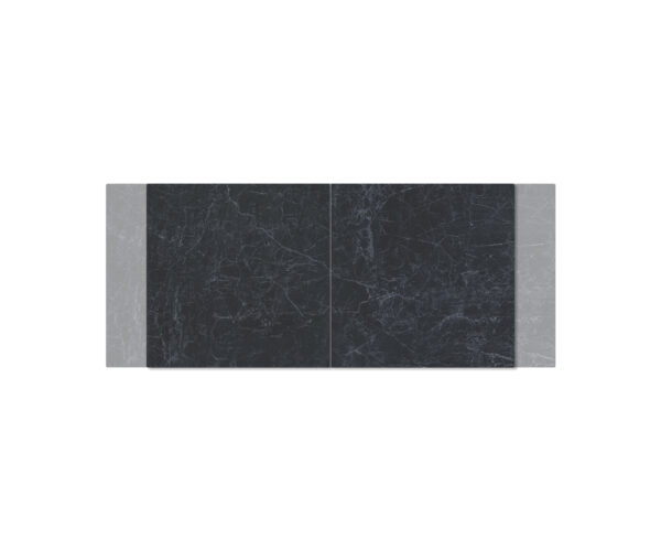 Étkezőasztal Edge 180-220x90 cm kerámia Laminam® Nero Greco antracit középső láb laposacél ezüst kihúzható - Image 4