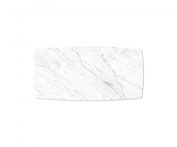 Étkezőasztal Edge hajóformájú 200x100 cm Laminam® kerámia fehér Spider laposacél rozsdamentes acél - Image 4