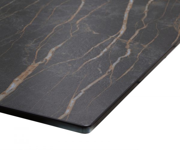 Étkezőasztal Edge 200x100 cm kerámia Laminam®Noir Desir barna középső láb kereszt láb fekete - Image 2