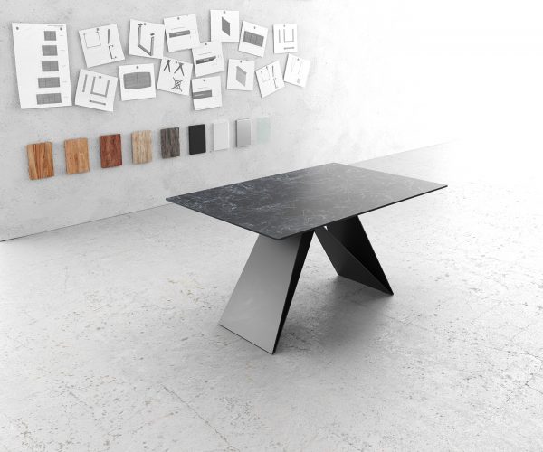 Jídelní stůl Edge 140x90cm Laminam® Keramická Šedý V-Centre Base Černá