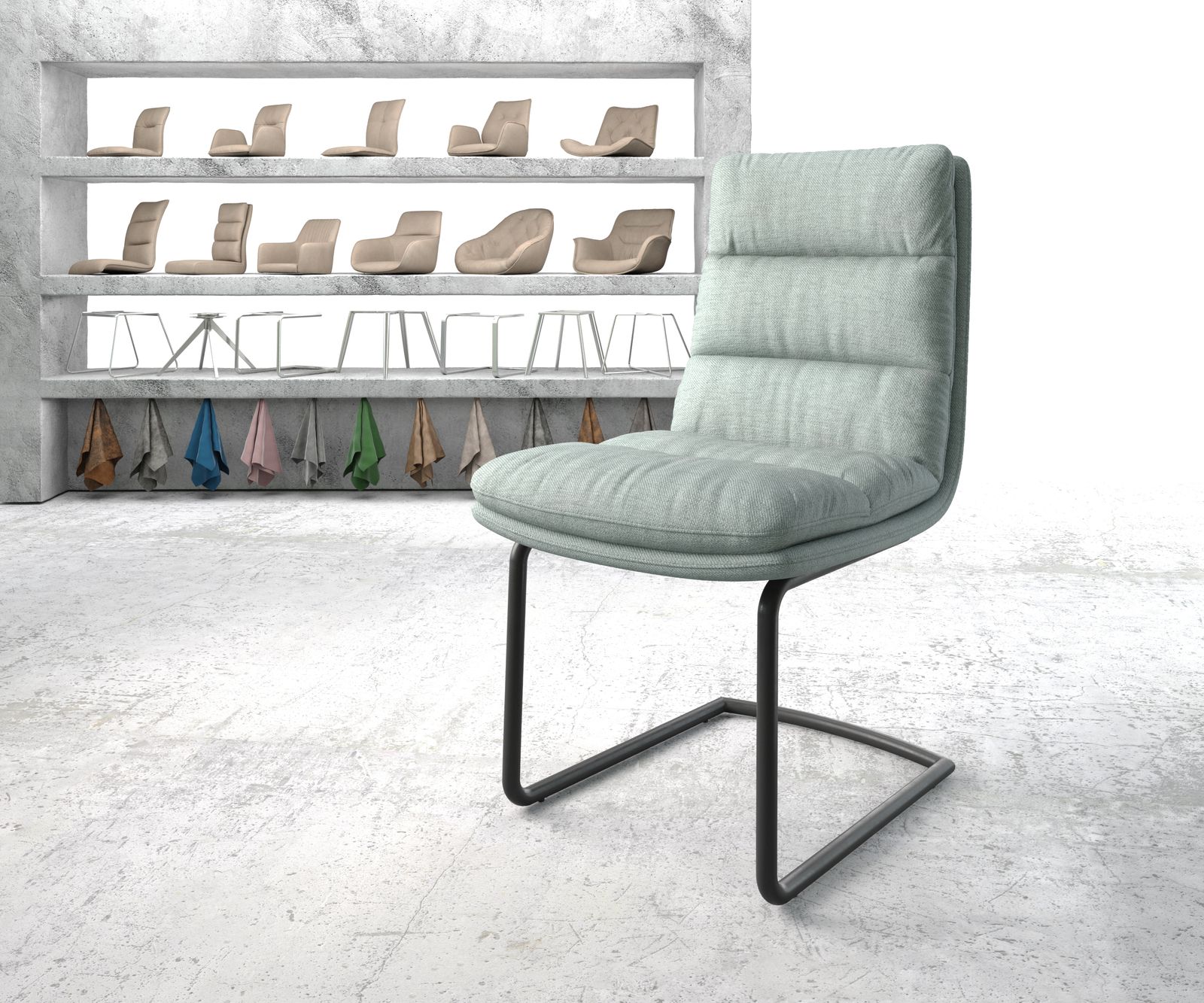 Otočná židle Abelia-Flex Stripes Mint Cantilever Round Black