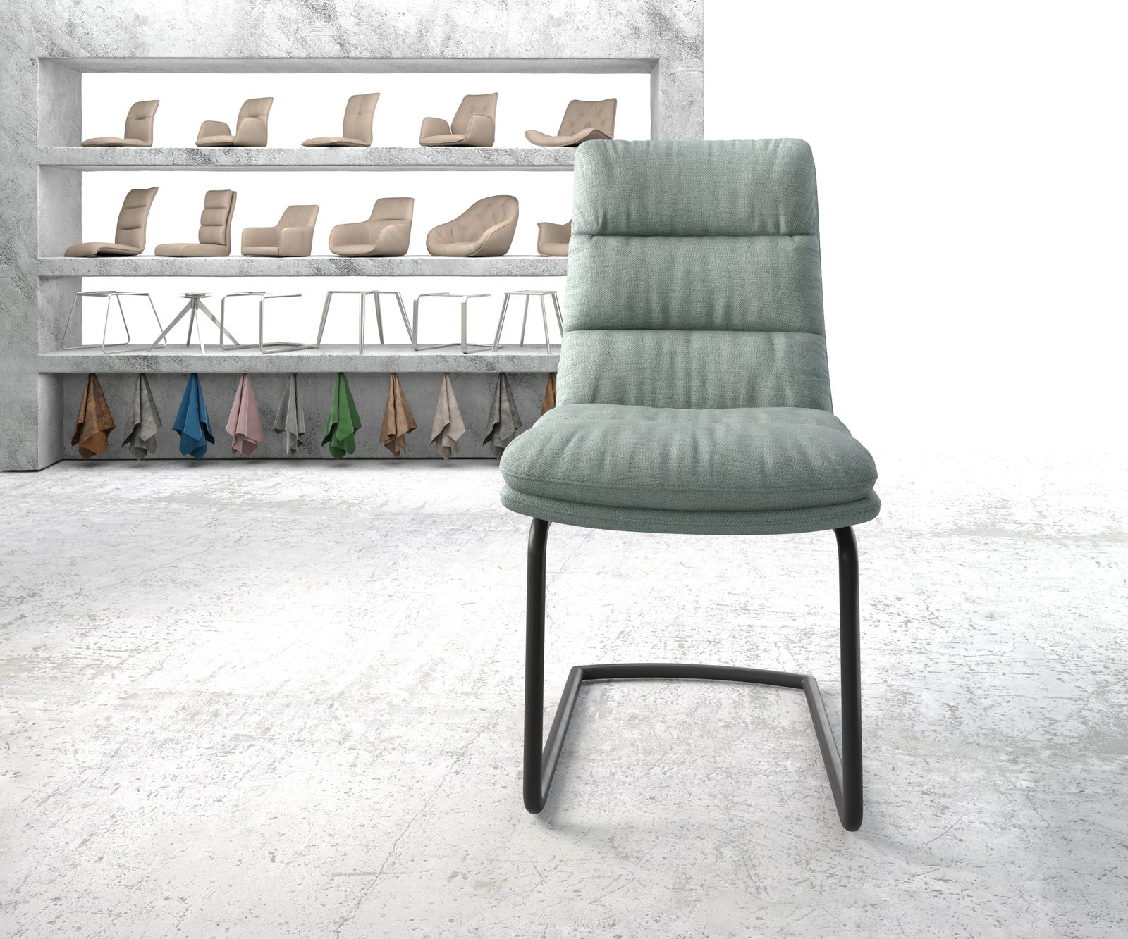 Otočná židle Abelia-Flex Stripes Mint Cantilever Round Black - Image 2