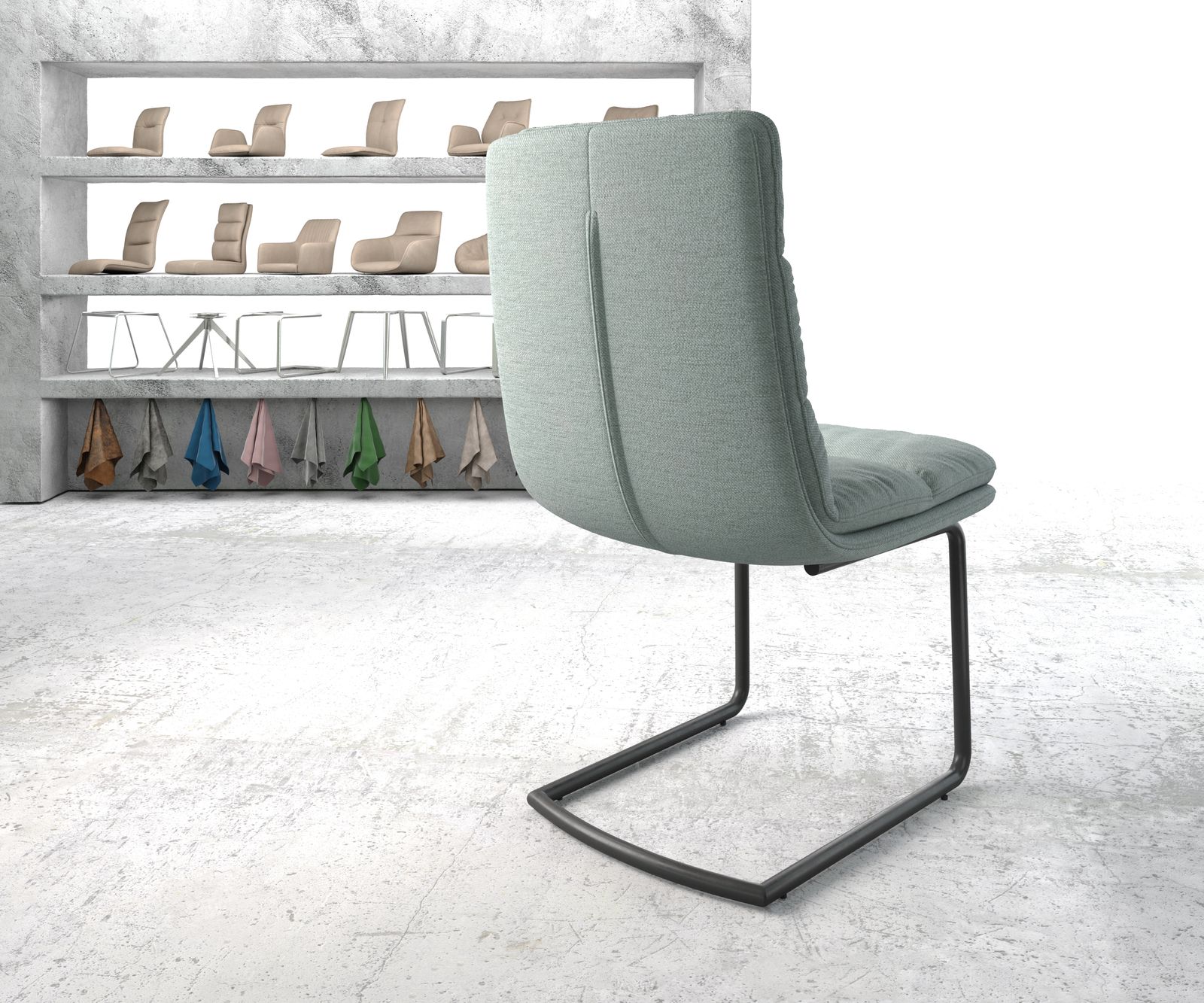 Otočná židle Abelia-Flex Stripes Mint Cantilever Round Black - Image 3