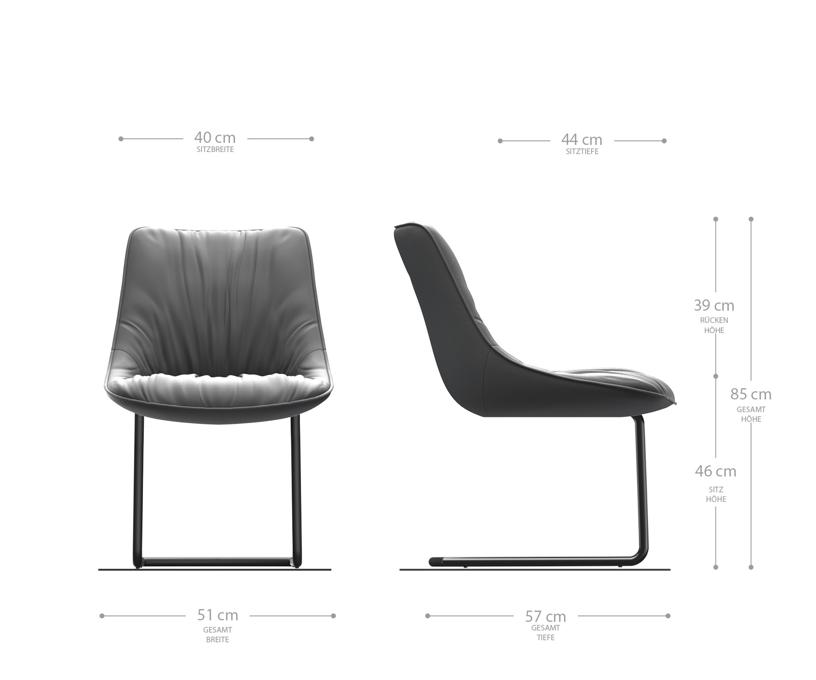 Jídelní židle Elda-FlexPravá Kůže Černá Cantilever Chair Round Černá - Image 5