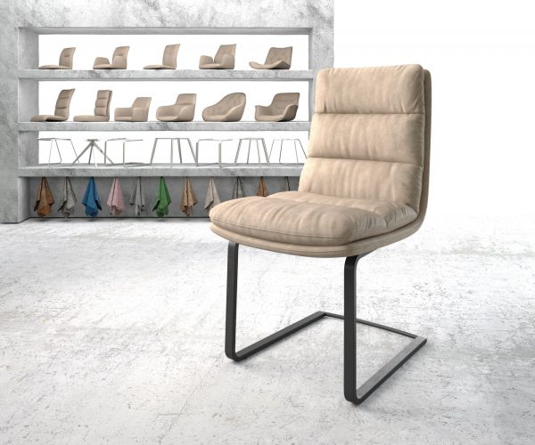 Jídelní židle Abelia-Flex béžová vintage konzolová podnož plochá černá