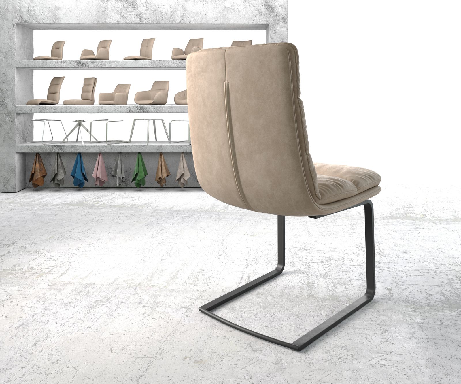 Jídelní židle Abelia-Flex béžová vintage konzolová podnož plochá černá - Image 3