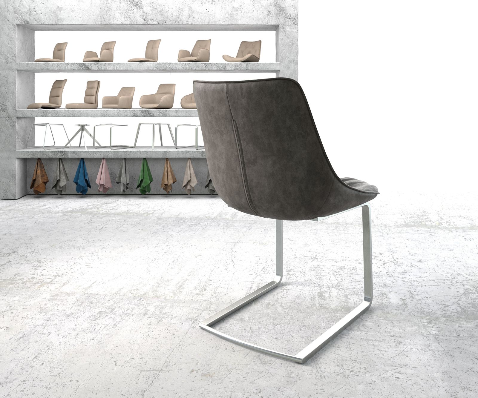 Étkezőszék Elda-Flex antracit vintage konzolos lapos rozsdamentes acél - Image 3