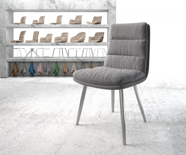 Jídelní židle Abelia-Flex s texturovanou látkou světle šedá 4-nohá kuželová nerezová ocel