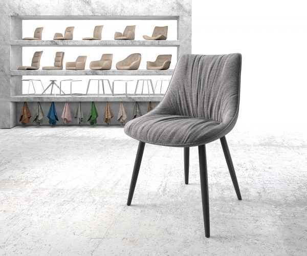 Jídelní židle Elda-Flex Structured Fabric Light Grey 4-nohá kónická černá