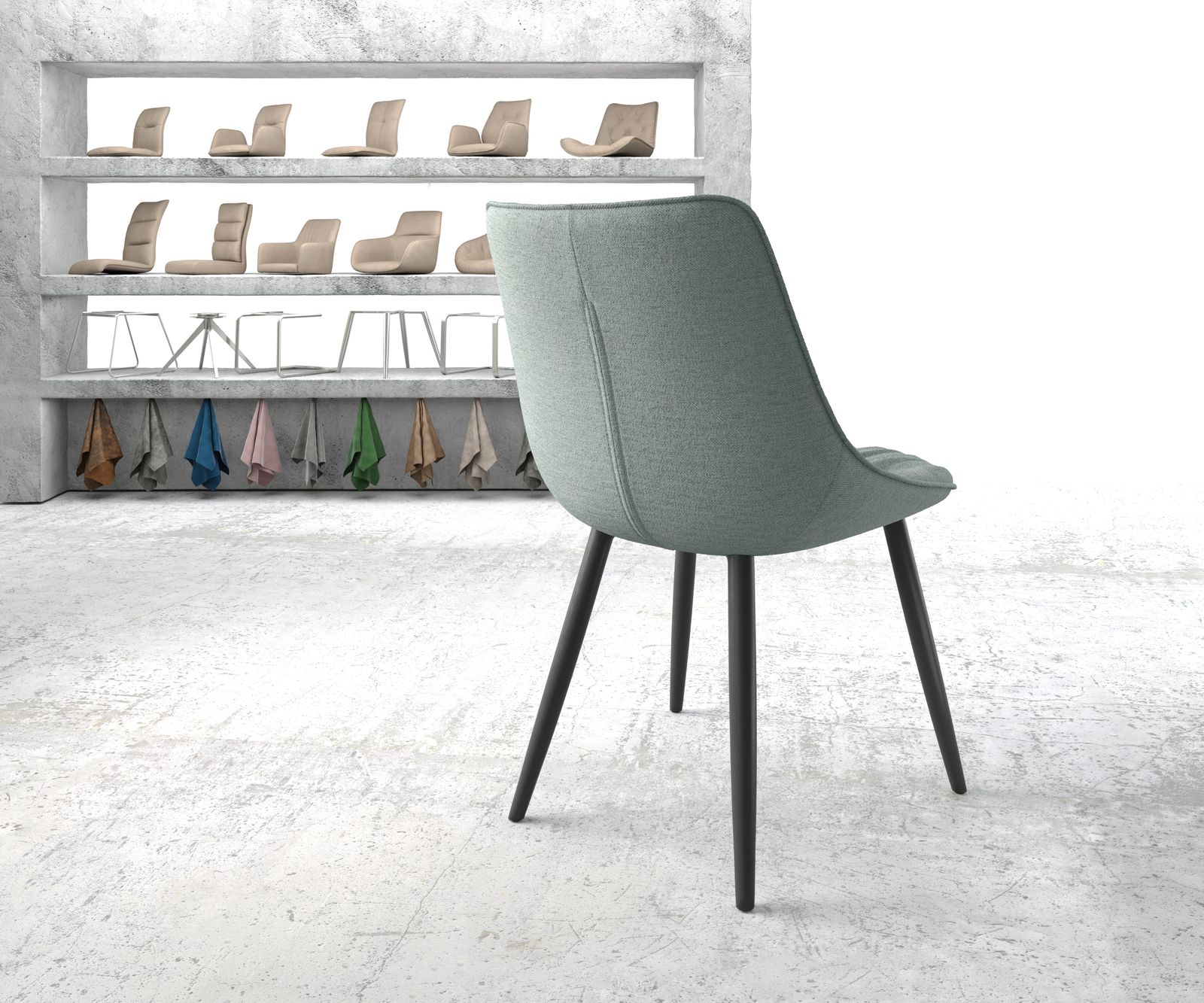 Jídelní židle Elda-Flex Stripes Mint 4-nohá kónická černá - Image 3