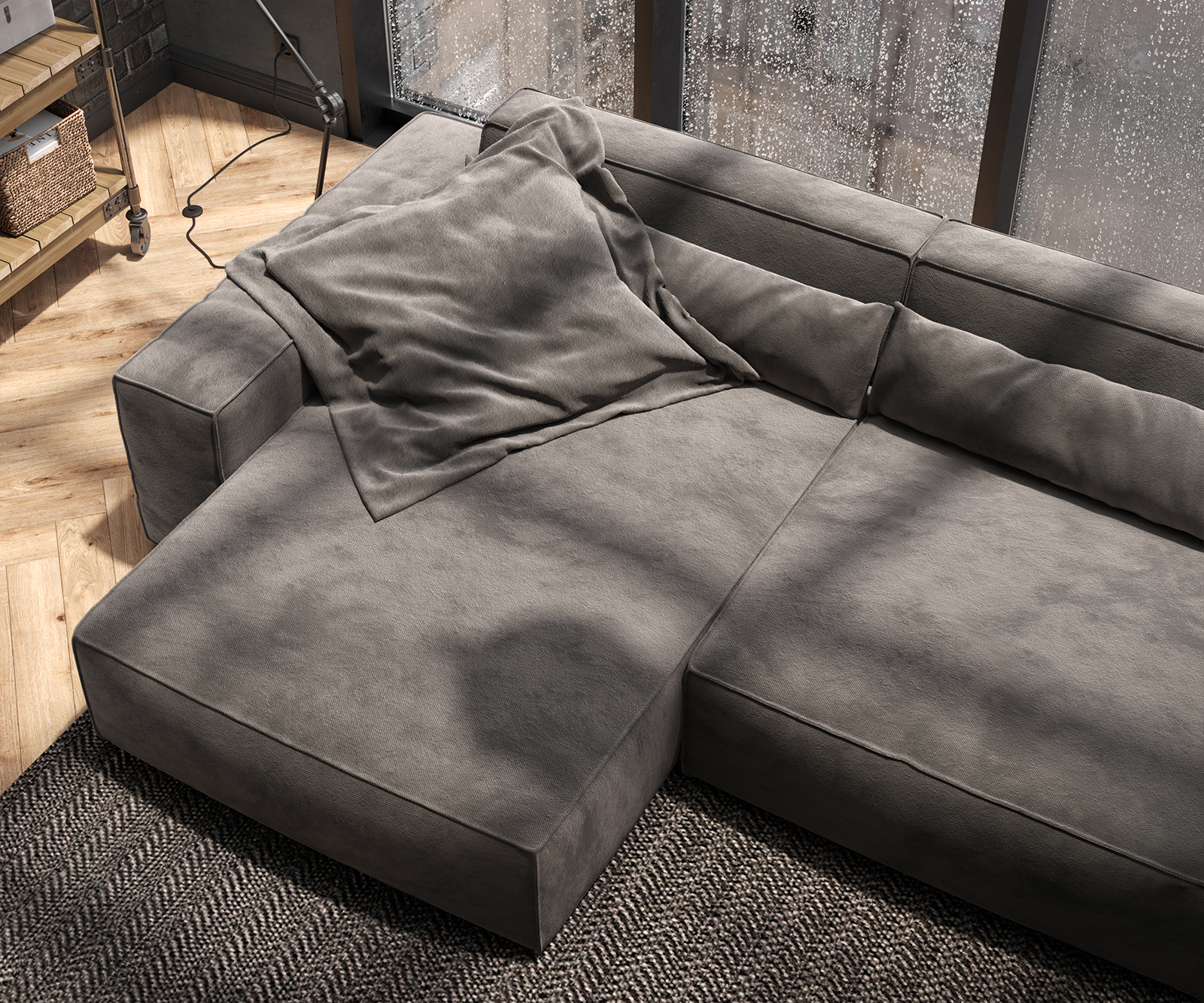 Sarokkanapé Sirpio XL 270x170 cm mikroszálas khaki-barna rekamié változtatható - Image 7