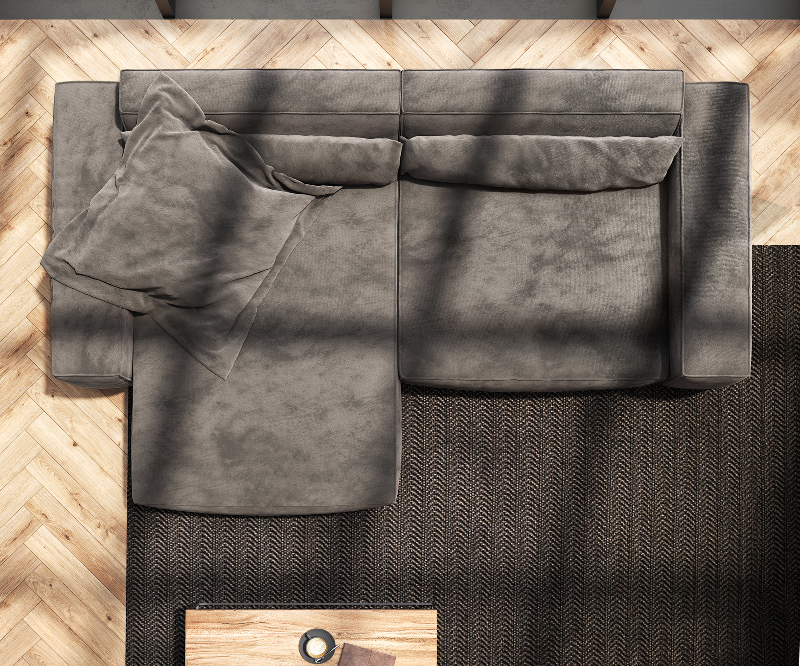 Sarokkanapé Sirpio XL 270x170 cm mikroszálas khaki-barna rekamié változtatható - Image 8