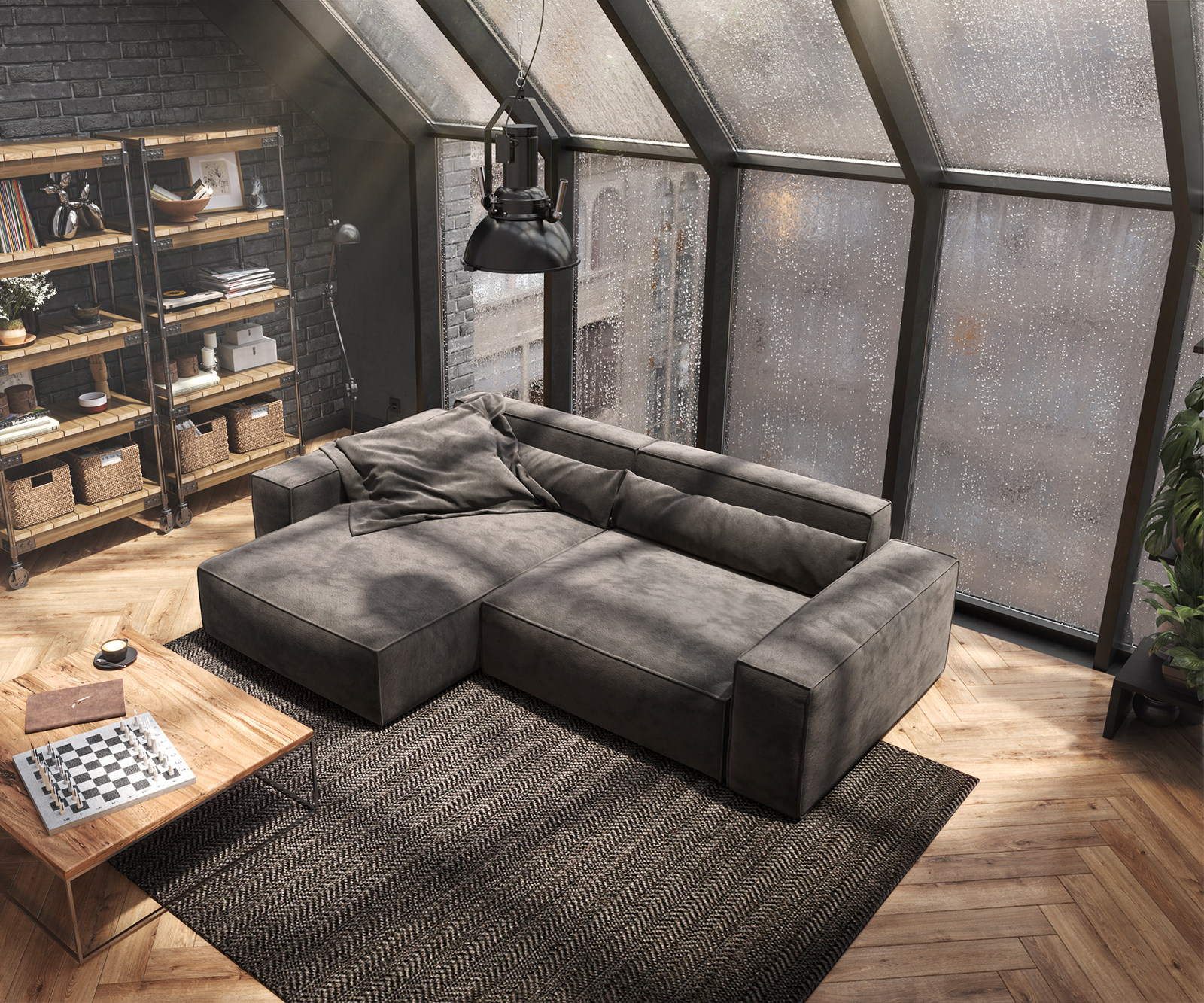 Sarokkanapé Sirpio XL 270x170 cm mikroszálas khaki-barna rekamié változtatható - Image 5