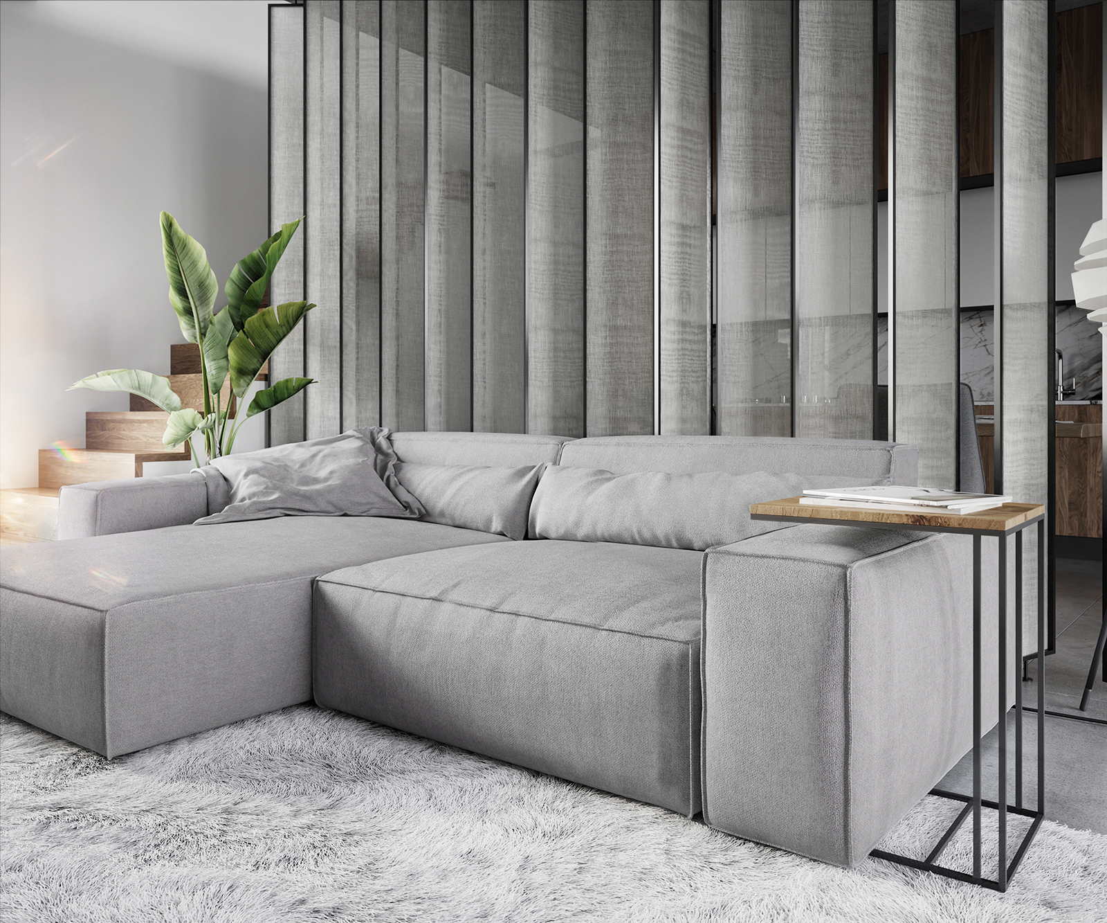 Sarokkanapé Sirpio XL 270x170 cm mikroszálas szürke változtatható rekamié - Image 5