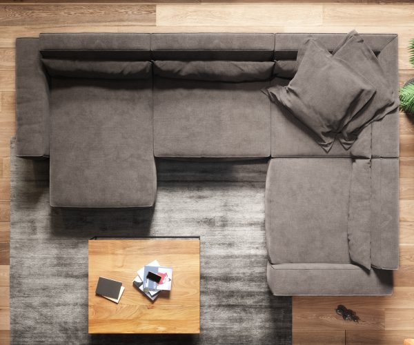 "U alakú kanapé Sirpio XL 360x260 cm mikroszálas khaki-barna rekamié változtatható" - Image 7