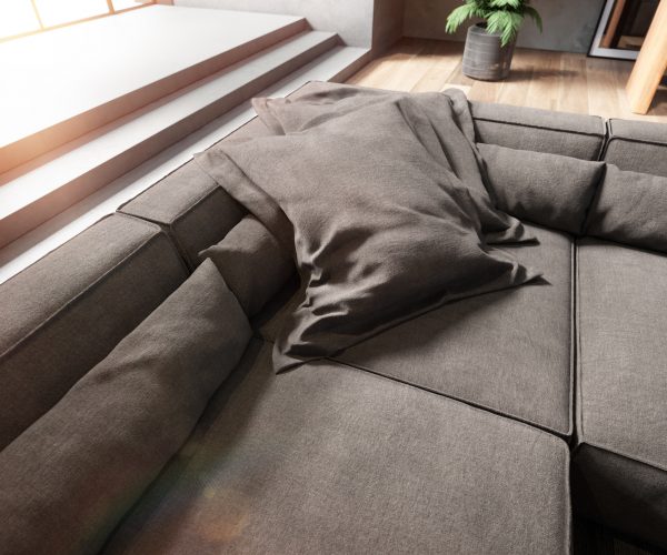 "U alakú kanapé Sirpio XL 360x260 cm mikroszálas khaki-barna rekamié változtatható" - Image 5