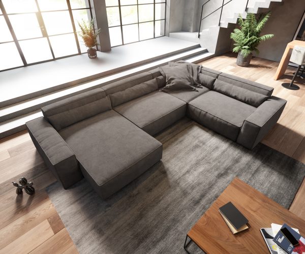 "U alakú kanapé Sirpio XL 360x260 cm mikroszálas khaki-barna rekamié változtatható" - Image 4