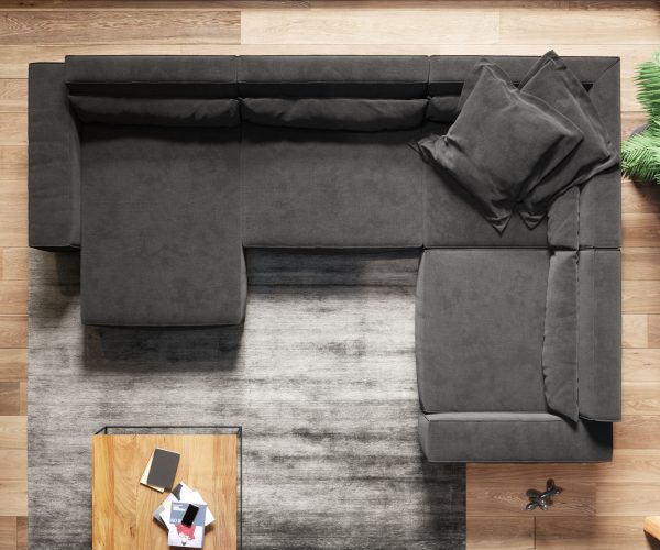 "U alakú kanapé Sirpio XL 360x260 cm mikroszálas fekete rekamié változtatható" - Image 7