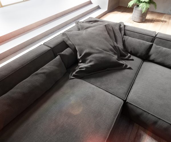 "U alakú kanapé Sirpio XL 360x260 cm mikroszálas fekete rekamié változtatható" - Image 5