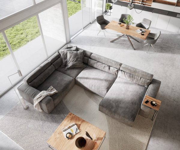 "U alakú kanapé Sirpio XL 360x260 cm mikroszálas taupe rekamié változtatható" - Image 5