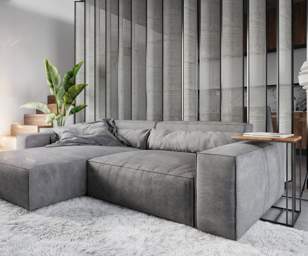 Sarokkanapé Sirpio XL 270x170 cm mikroszálas taupe változtatható rekamié puffal - Image 5