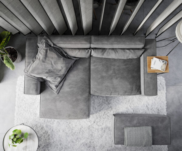 Sarokkanapé Sirpio XL 270x170 cm mikroszálas taupe változtatható rekamié puffal - Image 6
