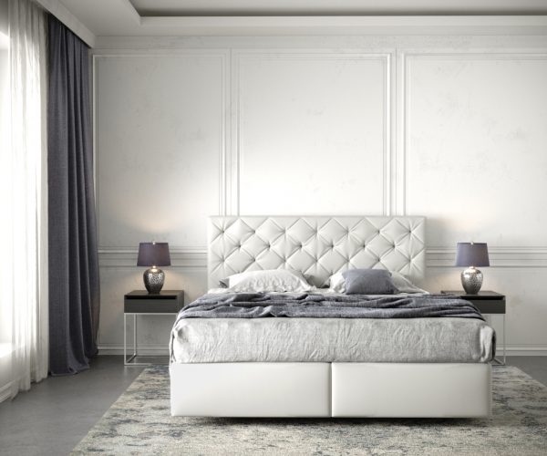 Boxspring ágy Dream-Great 160x200 cm műbőr fehér matraccal és topperrel - Image 2