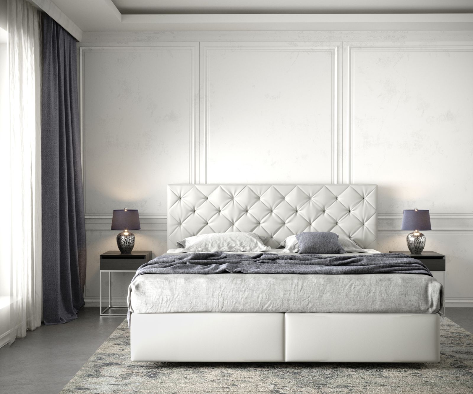 Boxspring postel Dream-Great 180x200 cm koženka bílá s matrací a topperem - Image 2