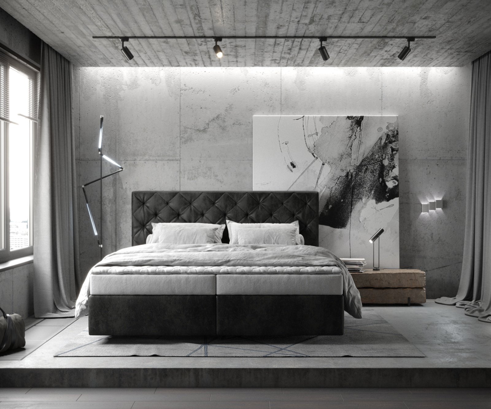 Boxspring ágy Dream-Great 180x200 cm mikroszálas antracit vintage matraccal és topperrel - Image 2