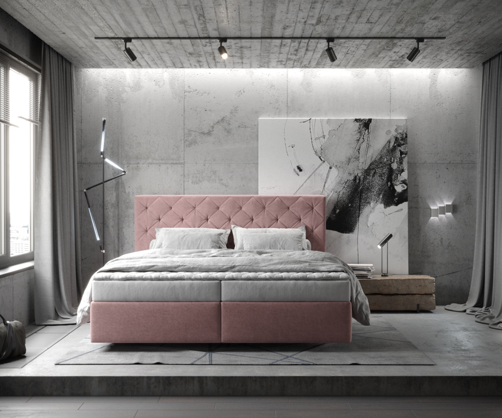 Boxspring postel Dream-Great mikrovlákno růžová 180x200 cm s matrací a topperem - Image 2