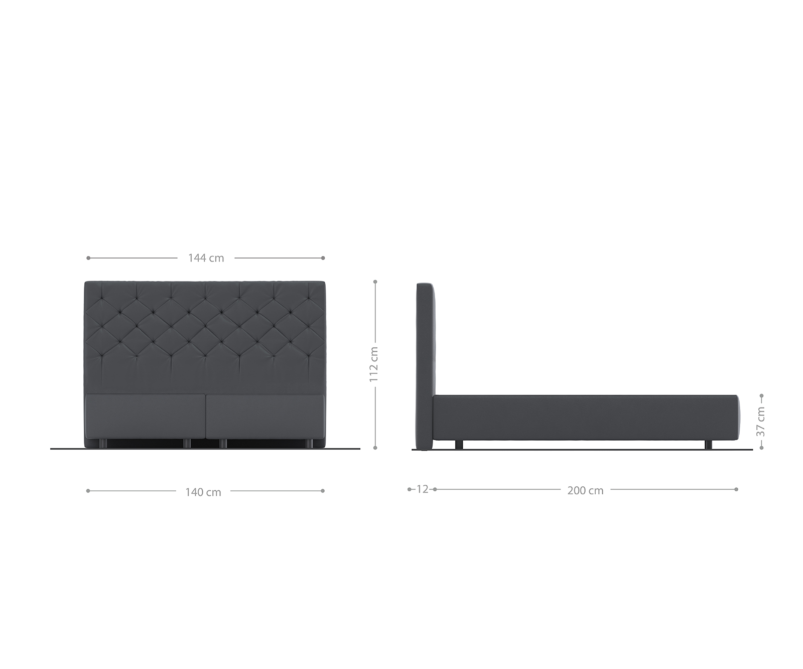 Boxspring ágy Dream-Great 140x200 cm mikroszálas szürke - Image 3