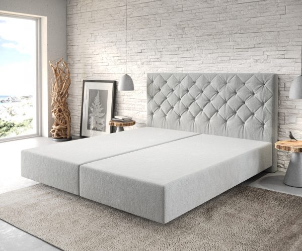 Boxspring postel Dream-Great 180x200 cm mikrovlákno stříbrnošedá