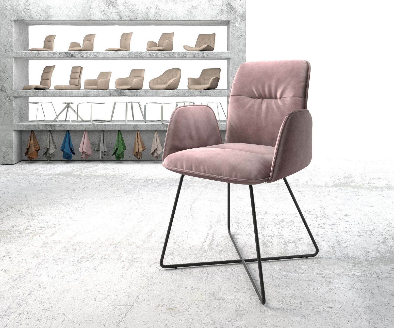 Křeslo Vinja-Flex Velvet Rosé X-Frame Black