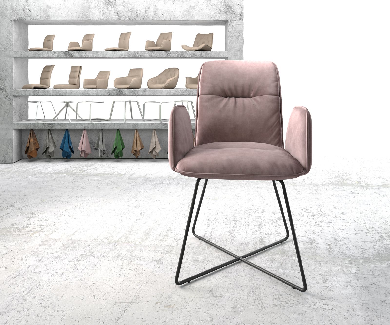 Křeslo Vinja-Flex Velvet Rosé X-Frame Black - Image 2