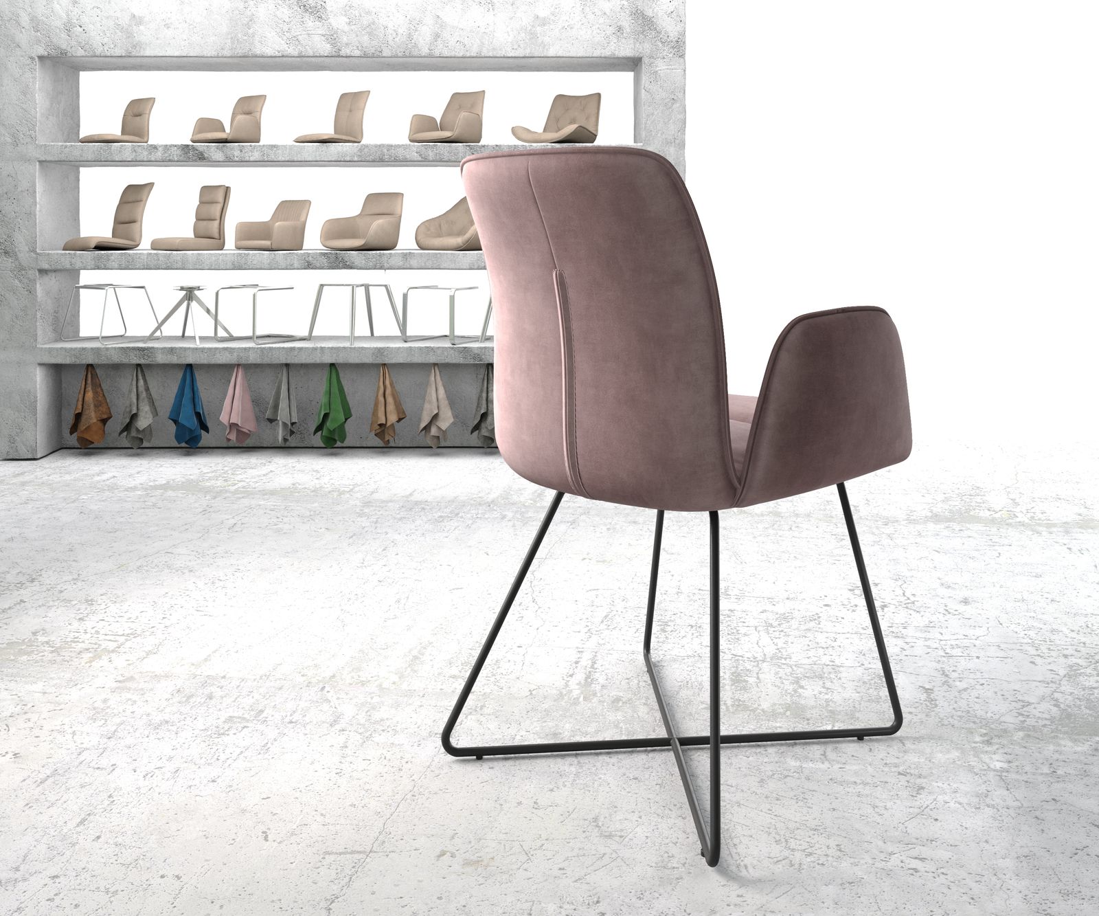 Křeslo Vinja-Flex Velvet Rosé X-Frame Black - Image 3